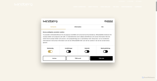 Security scan screenshot of https://sandbergdevelopment.se