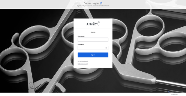 Security scan screenshot of https://arthrexide.okta.com