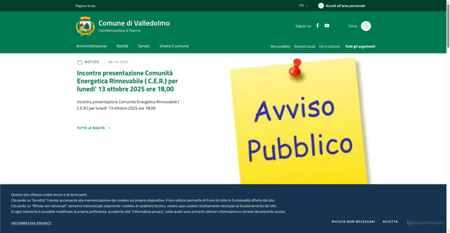 Security scan screenshot of https://www.comune.valledolmo.pa.it/