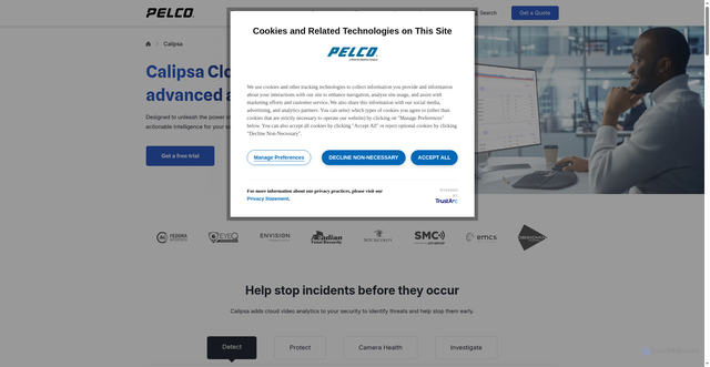 Security scan screenshot of https://calipsa.io