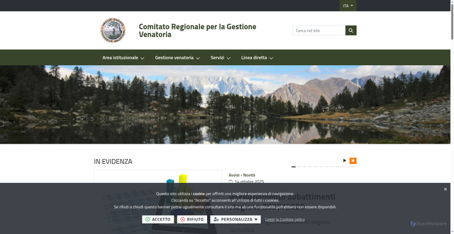 Security scan screenshot of https://www.comitatovenatorio.vda.it/it-it/home