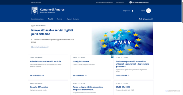 Security scan screenshot of https://comune.amorosi.bn.it/