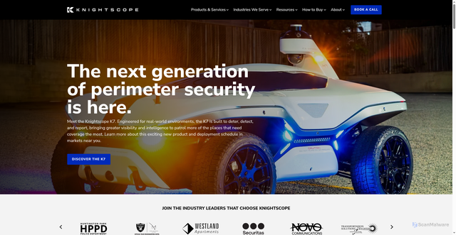 Security scan screenshot of https://www.knightscope.com/