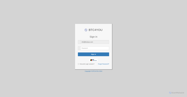 Security scan screenshot of https://yogisandyoginis.com/zpwll.html#info@btc4you.com