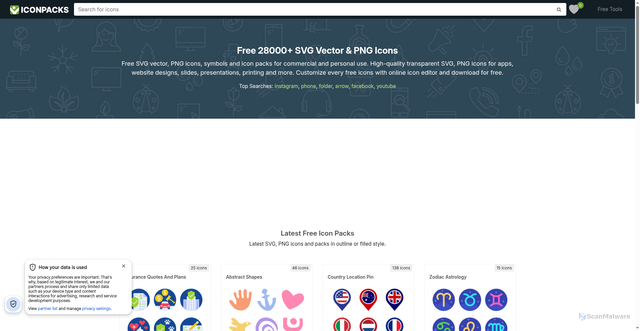 Security scan screenshot of https://www.iconpacks.net