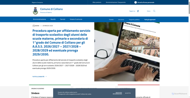 Security scan screenshot of https://www.comune.colliano.sa.it