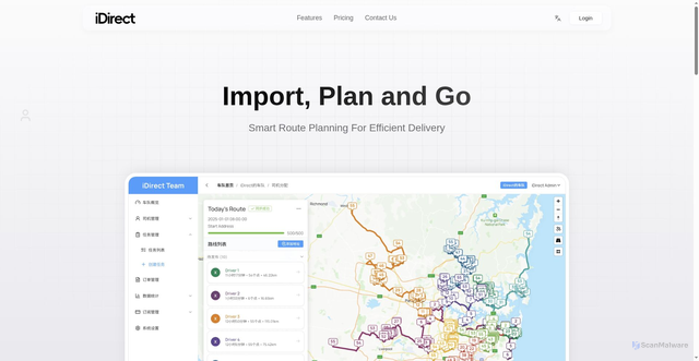 Security scan screenshot of https://idirect-route-planner-admin-tjns3b08al.edgeone.app/