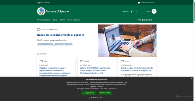 Security scan screenshot of https://www.comune.spirano.bg.it