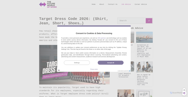 Security scan screenshot of https://www.thefutureworldofwork.org/job/target-dress-code/