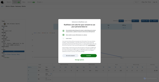 Security scan screenshot of https://www.fleaflicker.com/nfl/players/chris-olave-16824