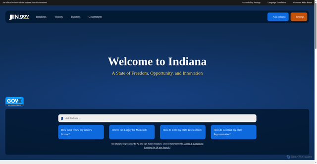 Security scan screenshot of https://www.in.gov/