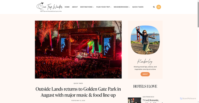 Security scan screenshot of https://onetripwonder.com/outside-lands-san-francisco-2026/