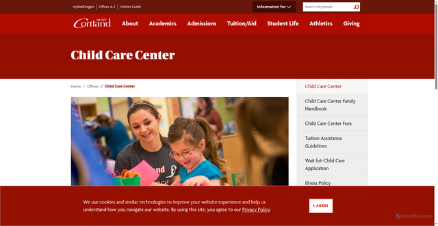 Security scan screenshot of https://www2.cortland.edu/offices/child-care-center/