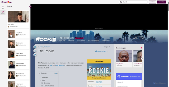 Security scan screenshot of https://the-rookie.fandom.com/wiki/The_Rookie