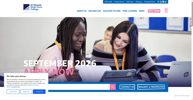 Security scan screenshot of https://www.stvincent.ac.uk/