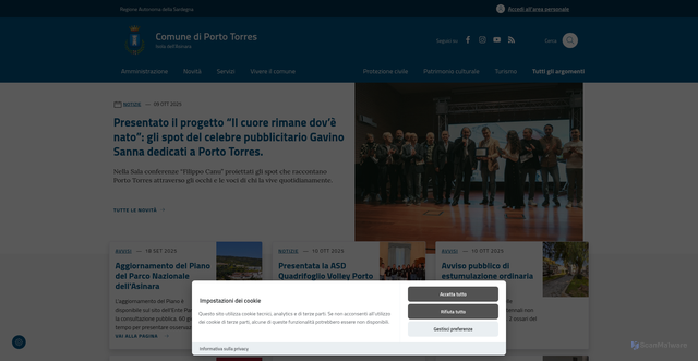 Security scan screenshot of https://comune.porto-torres.ss.it/it/