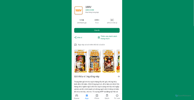 Security scan screenshot of https://188m.app/