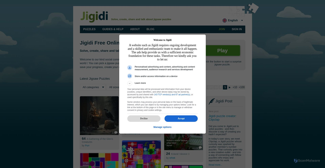 Security scan screenshot of https://www.jigidi.com