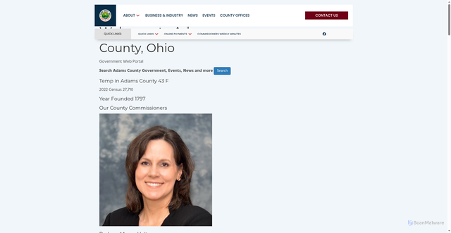 Security scan screenshot of https://adamscountyoh.gov/
