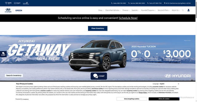 Security scan screenshot of https://www.greenhyundai.com/
