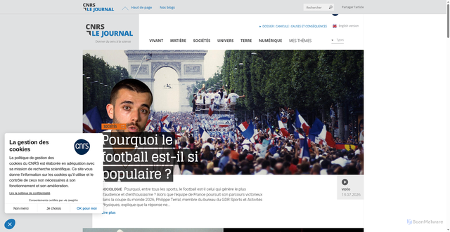 Security scan screenshot of https://lejournal.cnrs.fr