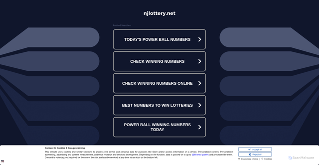Security scan screenshot of https://njlottery.net/