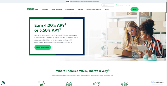 Security scan screenshot of https://www.wsfsbank.com