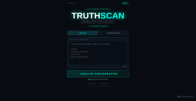Security scan screenshot of http://truthscan.fun/