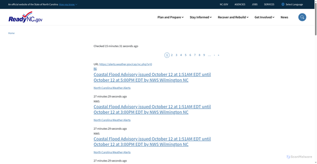 Security scan screenshot of https://www.readync.gov/aggregator/sources/4
