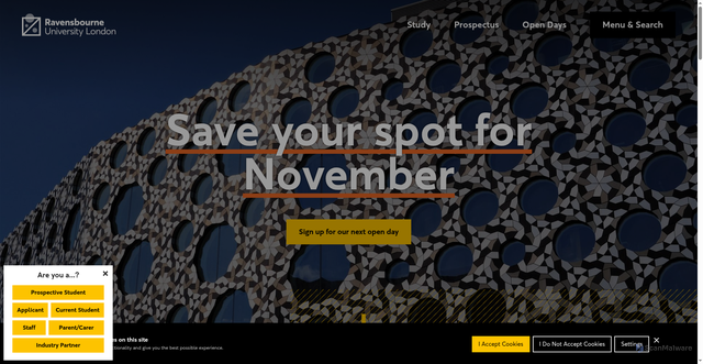 Security scan screenshot of https://www.ravensbourne.ac.uk/