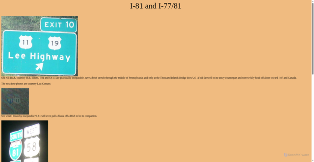 Security scan screenshot of https://alpsroads.net/roads/va/i-81/