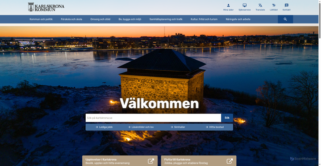 Security scan screenshot of https://www.karlskrona.se/