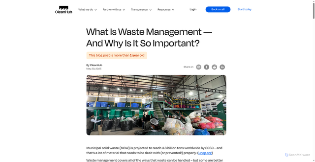 Security scan screenshot of https://www.cleanhub.com/blog/what-is-waste-management