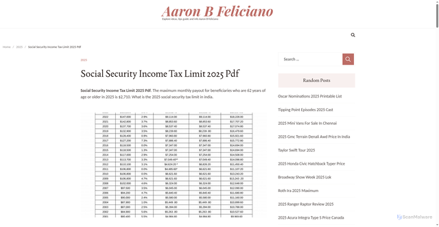 Security scan screenshot of https://aaronbfelicianoc.pages.dev/tsgnh-social-security-income-tax-limit-2025-pdf-wzjla/