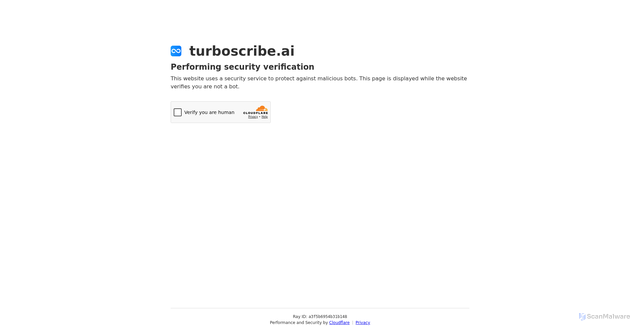 Security scan screenshot of https://turboscribe.ai