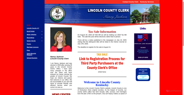 Security scan screenshot of https://lincolncoclerkky.gov/