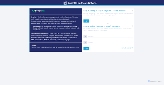 Security scan screenshot of https://bassettnetwork.immuware.com