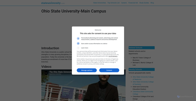 Security scan screenshot of https://ohio.stateuniversity.com/