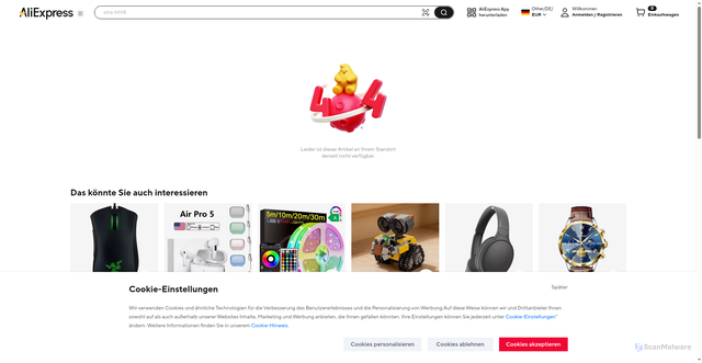 Security scan screenshot of https://www.aliexpress.com/item/1005009213176277.html
