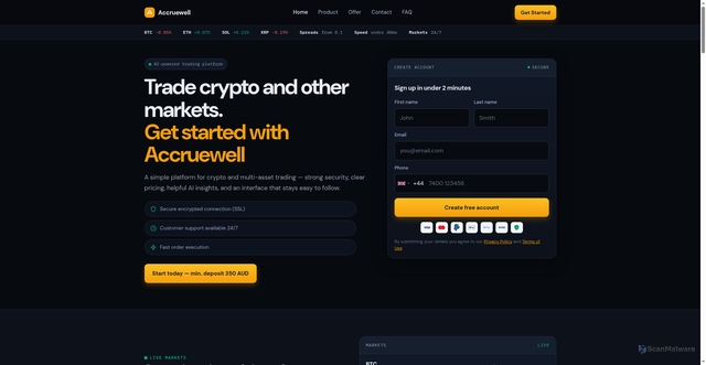 Security scan screenshot of https://accruewell.pro/