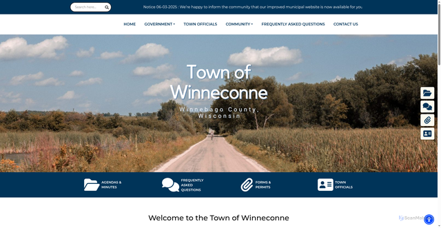 Security scan screenshot of https://townofwinneconne.gov/