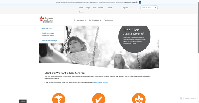 Security scan screenshot of https://louisianahealthconnect.com