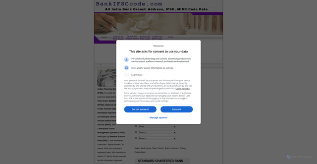 Security scan screenshot of https://bankifsccode.com/STANDARD_CHARTERED_BANK
