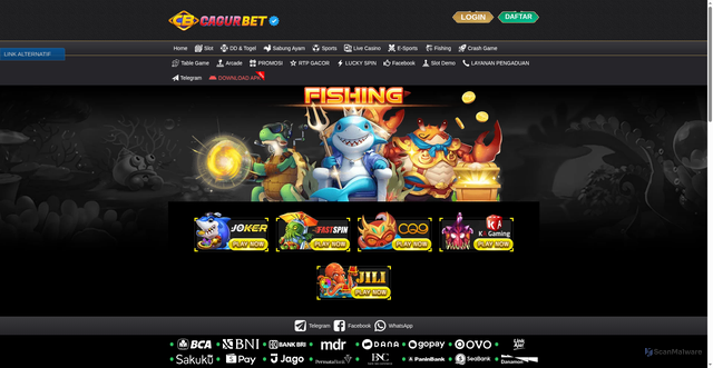 Security scan screenshot of https://cagurbetapk1.top/desktop/game/fishing/kagaming