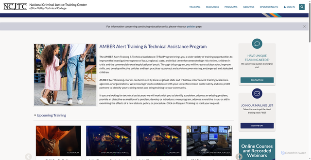 Security scan screenshot of https://ncjtc.fvtc.edu/programs/PR00000010/amber-alert-training-technical-assistance-program