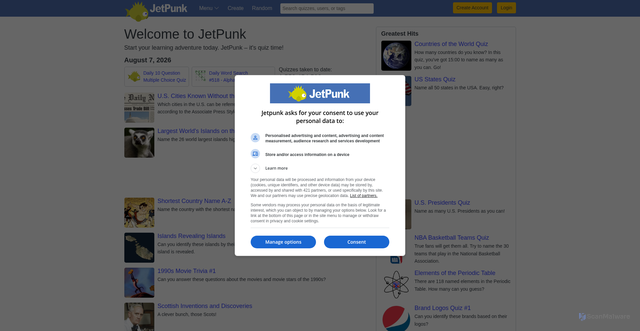 Security scan screenshot of https://jetpunk.com