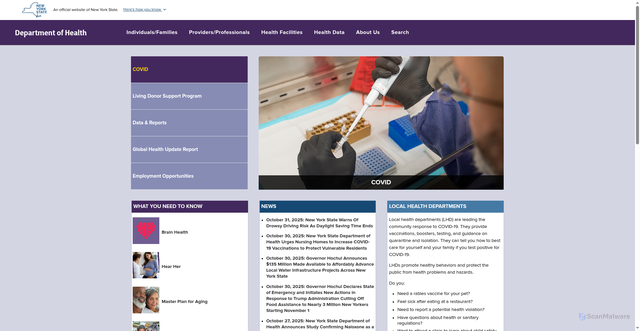 Security scan screenshot of https://www.health.ny.gov/
