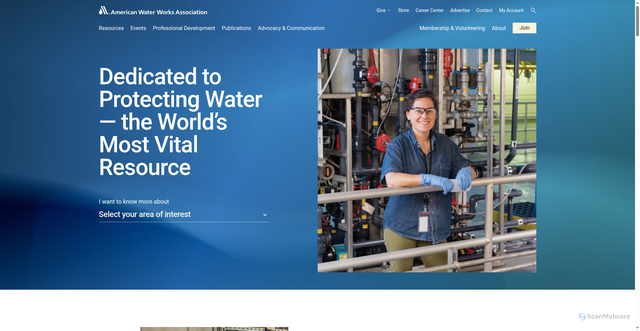 Security scan screenshot of https://www.awwa.org/