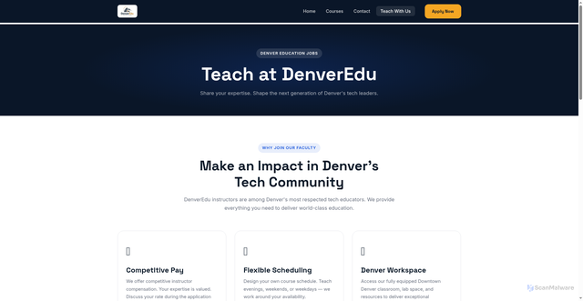 Security scan screenshot of https://denveredu.com/instructor-signup