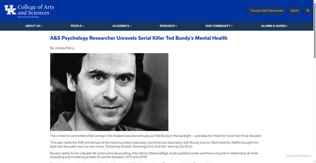 Security scan screenshot of https://psychology.as.uky.edu/psychology-researcher-unravels-serial-killer-ted-bundys-mental-health